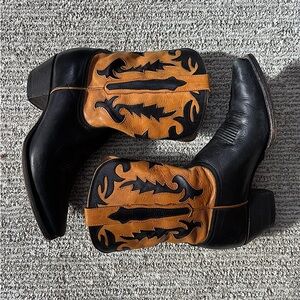 Lucchese Black and Tan Heeled Boots